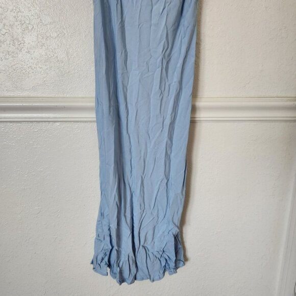 SLEEPER Voulez Vous Dancer Dress Small Baby Blue Slip Dress Feather Straps - Picture 5 of 12